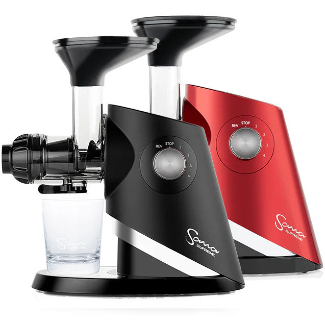 Experience the pinnacle of juicing technology with the Sana 727 Supreme, a versatile cold press juicer renowned for its superior performance, high yields, and innovative features like variable speed control and a dual-hopper feeding tube.