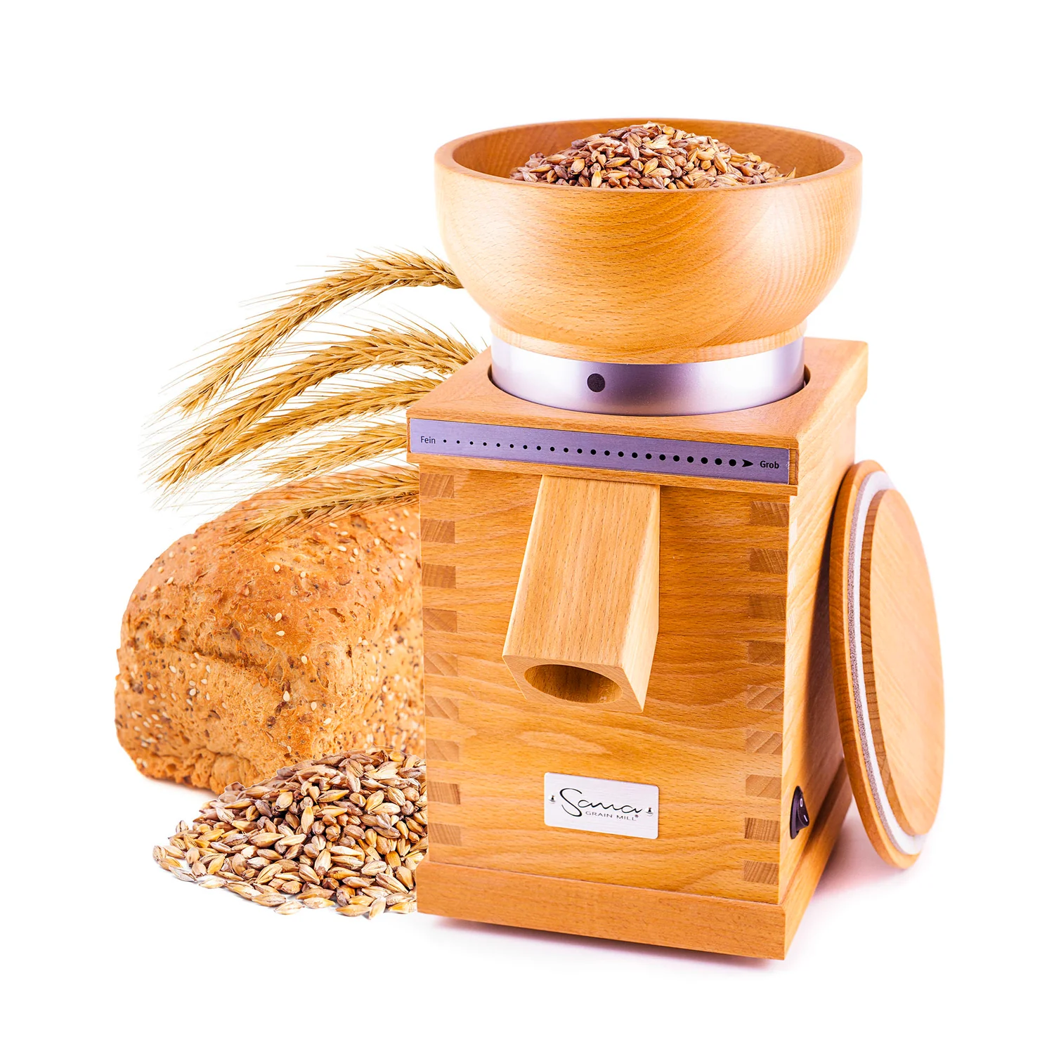 Premium Grain Mill Is Made in Germany from Natural Beech Wood