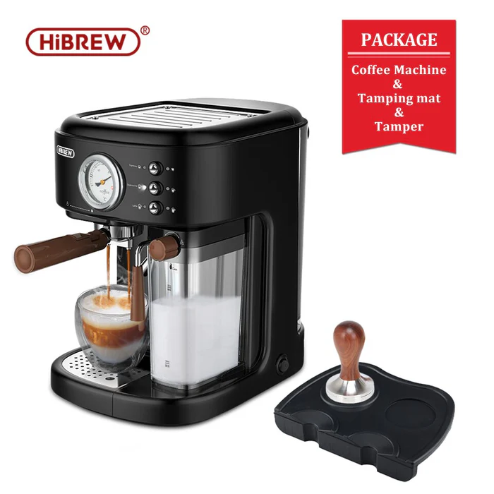 HiBREW H8A Fully Automatic 19Bar Espresso, Cappuccino & Latte Machine | 3-in-1 Coffee Maker with Automatic Milk Frother | Compatible with ESE Pods & Ground Coffee