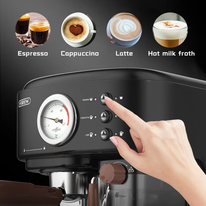 HiBREW H8A Fully Automatic 19Bar Espresso, Cappuccino & Latte Machine | 3-in-1 Coffee Maker with Automatic Milk Frother | Compatible with ESE Pods & Ground Coffee