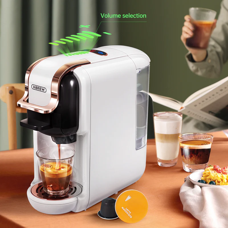 HiBREW H2B 5-in-1 Capsule Coffee Machine: Brew Hot/Cold with DG, Nespresso, ESE Pods & Ground Coffee, 19 Bar