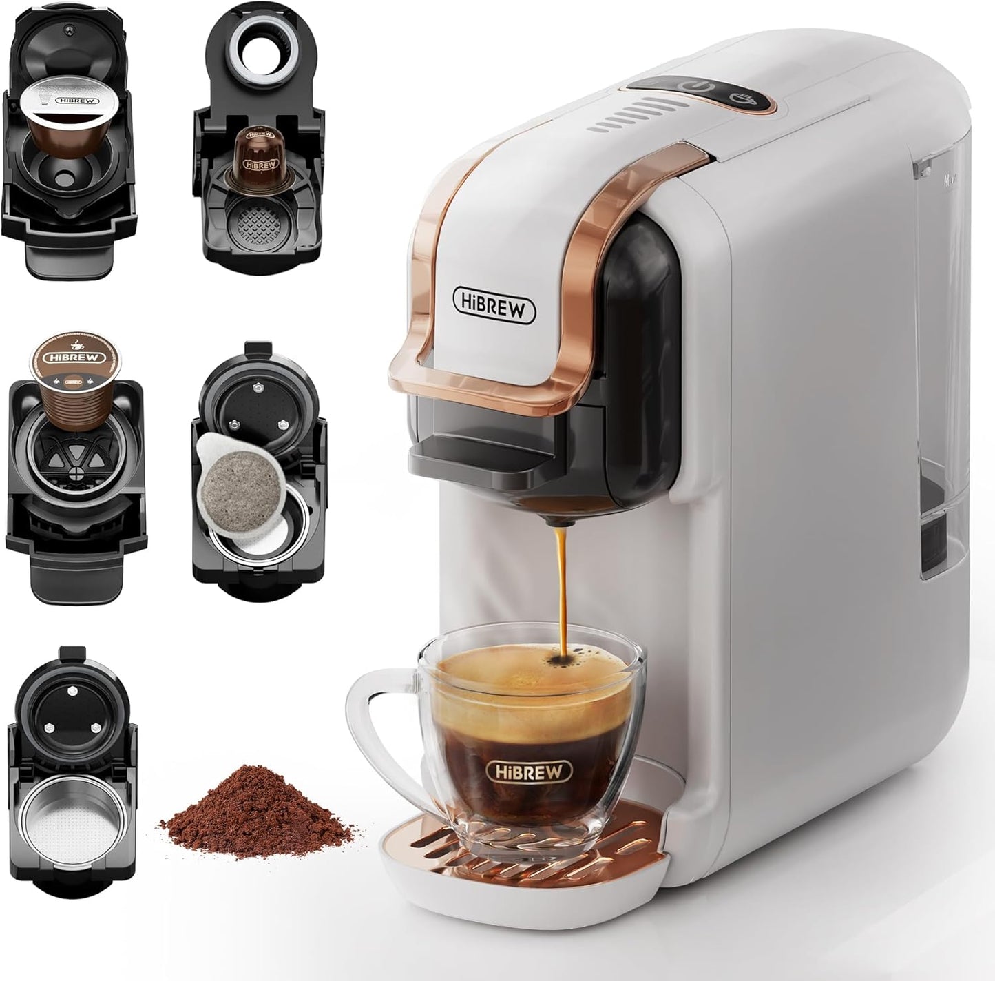 HiBREW H2B 5-in-1 Capsule Coffee Machine: Brew Hot/Cold with DG, Nespresso, ESE Pods & Ground Coffee, 19 Bar