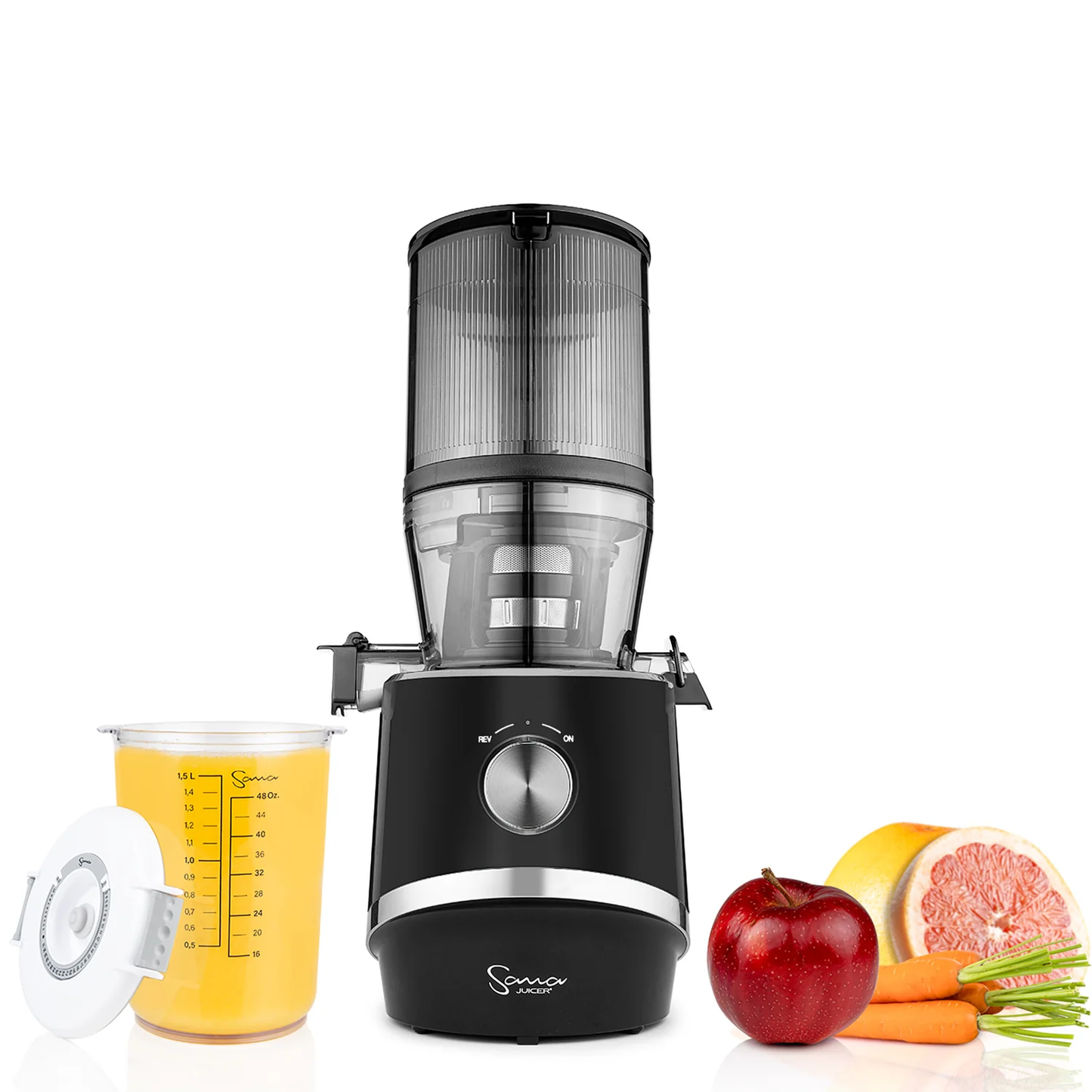 Sana 878 Automatic Self-Feeding Juicer | Cold Press Juice for 3 Days | Hands-Free Juicing with 2L Capacity for Whole Fruits & Veggies | High-Yield Slow Juicer for Optimal Nutrition