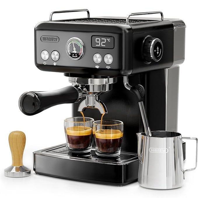 HiBREW H10A Elite Semi-Automatic Espresso Machine - Adjustable Temperature, Cup Volume & Steam Wand for Milk Frothing